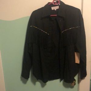 Oversized Fringe Beaded Top